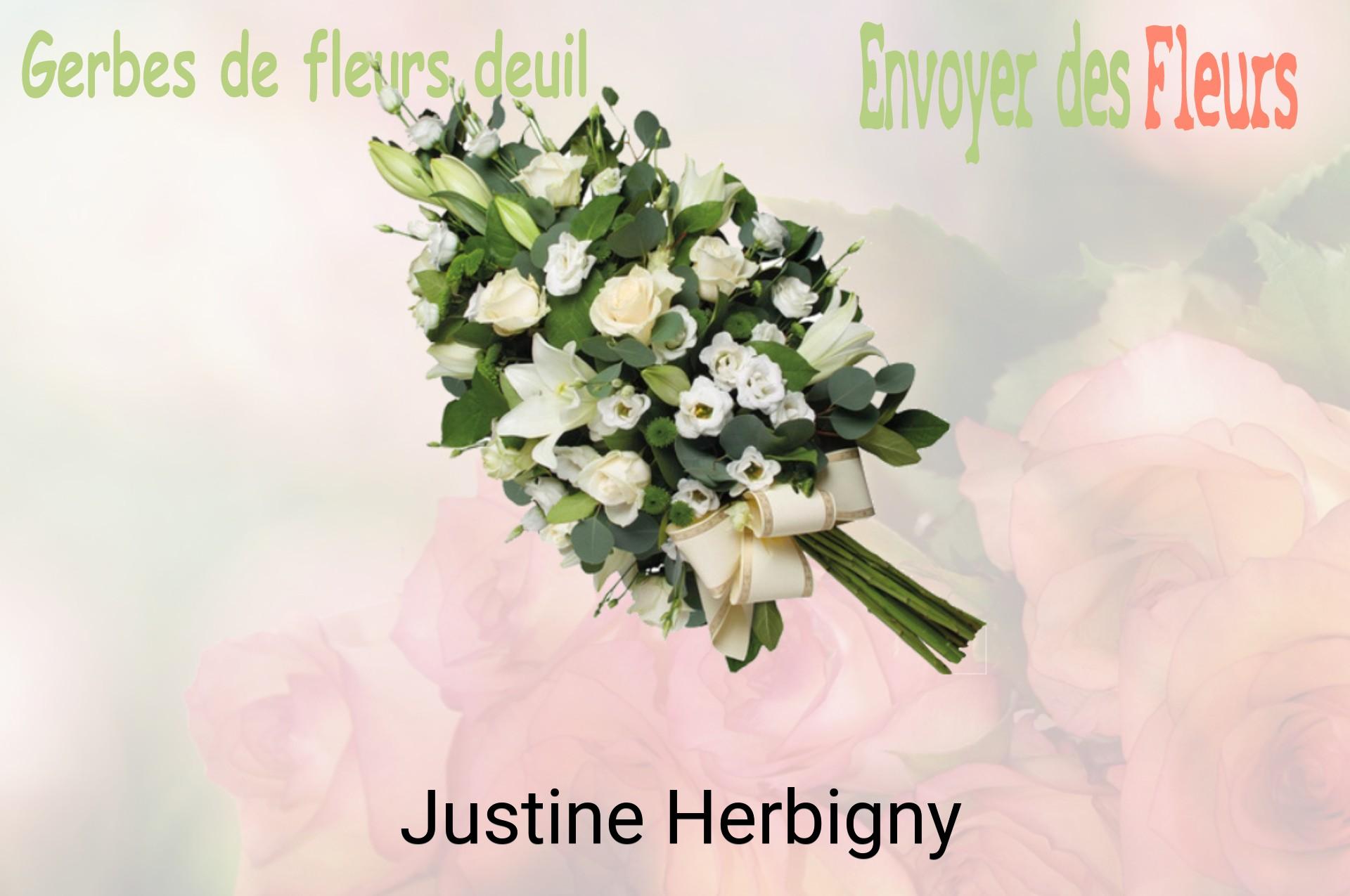Gerbe de fleurs de deuil livrée à Justine-Herbigny